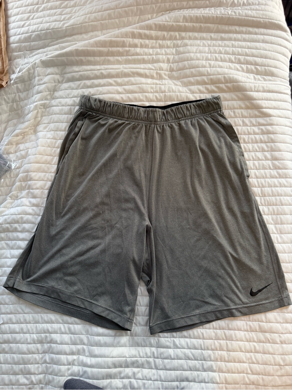 Nike Men’s Gray Performance Athletic Shorts with Black Swoosh